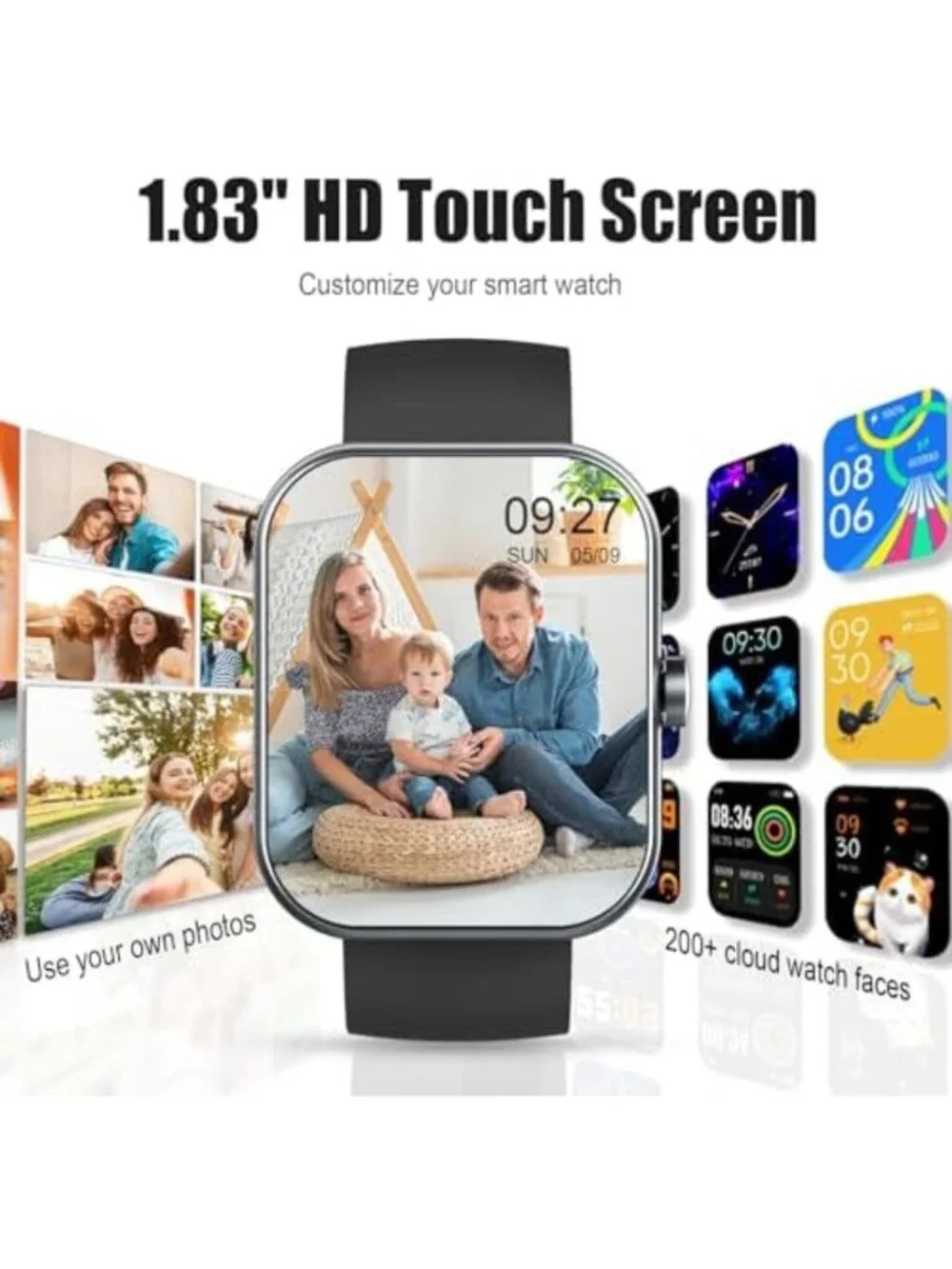 HD Touchscreen Smart Watch for Fitness, Calls, Heart Rate Monitor, IP68